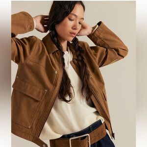 NWT Free People Blair Vegan Suede Jacket in Caramel Cafe